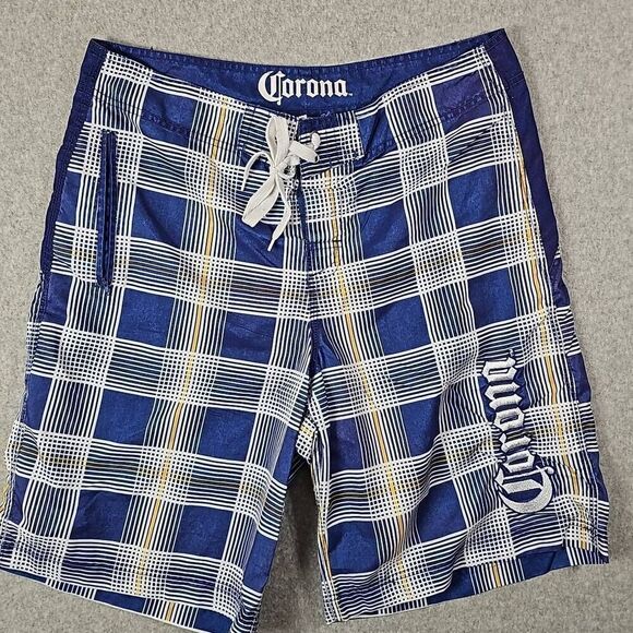 Corona Y2K Swim Trunks XL Plaid Checkered - Picture 1 of 8